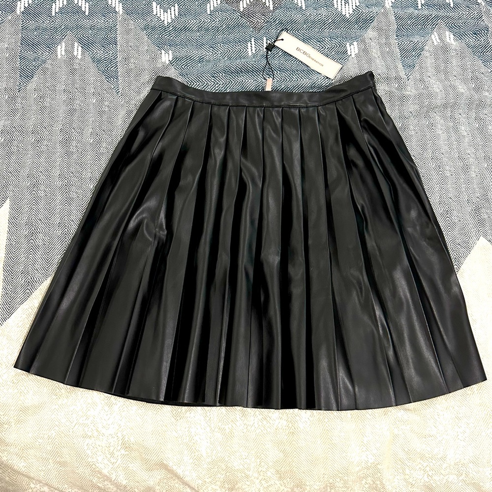 BCBG faux leather pleated skirt